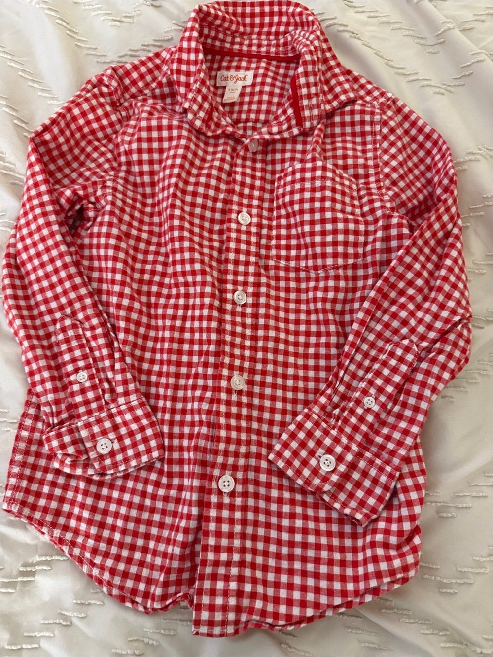 Cat & Jack Red and White Gingham Button-Down Shirt